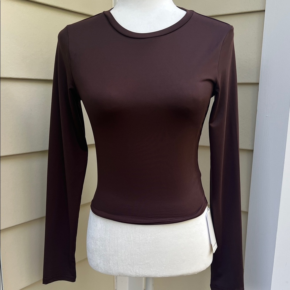 Commense Utility Long Sleeve Brown NWT Crop Top‎ Minimalist Streetwear Gorpcore - Picture 4 of 13